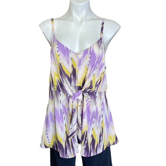 torrid Tops - TORRID Peplum Tank Top Georgette Tie Front Cami Abstract Size 00
